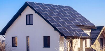 Vivienda bioclimática con ventanas de PVC y paneles solares