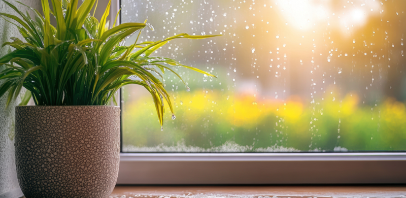 Agua filtrándose por ventana durante lluvia